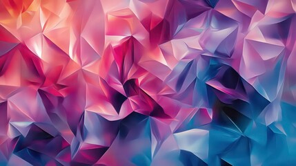 Wall Mural - vibrant polygonal abstract background in shades of pink, purple, and blue. a soft gradient creates a