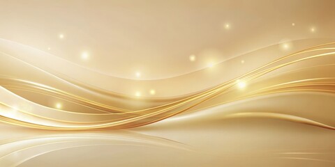 Wall Mural - golden waves abstract background with sparkling lights and smooth curves