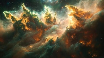 Wall Mural - cosmic dreamscape with luminous nebulae swirling galaxies and ethereal planets deep space fantasy