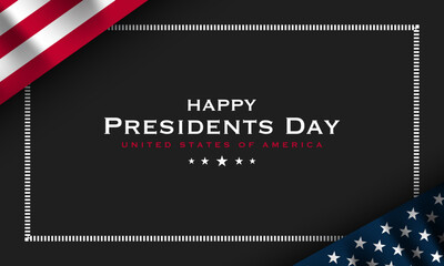 Wall Mural - USA Presidents Day Banner Design with flag on black background.