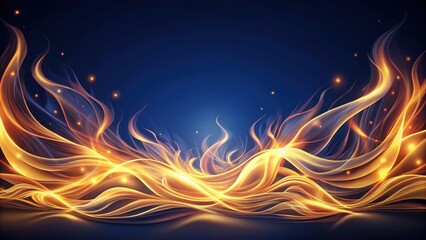 Wall Mural - abstract golden flames flowing across a dark blue background, a serene and enchanting visual