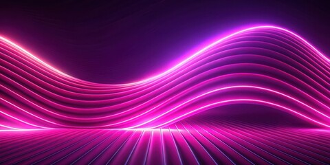 Wall Mural - abstract pink and purple glowing wave background design with illuminated lines and shiny surface