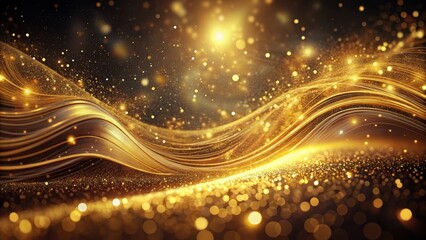 Wall Mural - golden waves of sparkling light and shimmering dust