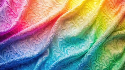 Wall Mural - Vibrant Hues Draped Across an Intricately Woven Textile with a Rainbow Gradient and Delicate Floral Pattern