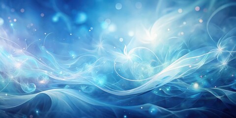 Wall Mural - Ethereal Blue Waves A Serene Abstract Background of Flowing Light and Sparkling Dust