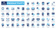 © Zero_wing - Productivity fill icon collection set. includes strategy, goal, time management, to do list, project, performance, process, profit