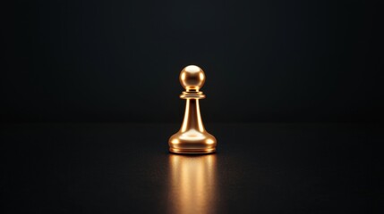 Wall Mural - Golden chess pawn illuminated on a dark background