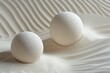 © Hafiz - Desert sand patterns with levitating spheres with minimalist composition composition and split lighting on infrared capture