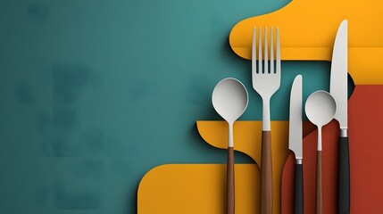 Poster - Stylish Minimalist Catering Cutlery Icon Set Showcasing a Fork Spoon Knife and Chef Hat   Perfect for Restaurant Cafe and Food Related Designs with a Clean Modern Aesthetic