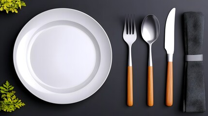 Poster - A stylized and simplified icon collection showcasing essential catering elements such as a plate fork and spoon in a clean modern and minimalist design  Suitable for use in restaurant menus branding