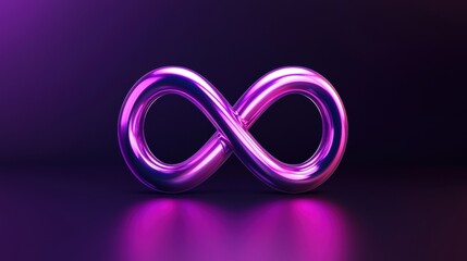 Wall Mural - Gleaming purple infinity symbol on a dark background