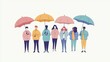 © Kitta Studio - Diverse Group of People Holding Colorful Umbrellas in Unison