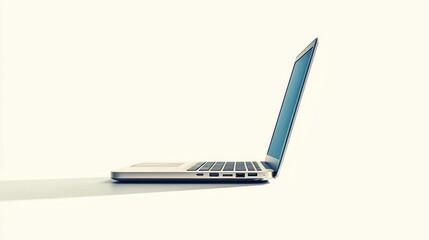 silver laptop side view on white studio backdrop, open for use