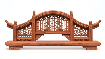 Ornate wooden carving, traditional Asian design, isolated on white, ideal for interior decor