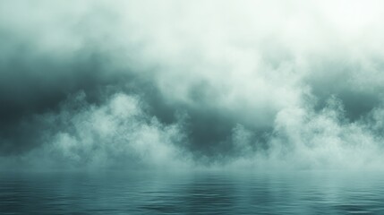 Wall Mural - a misty sea scene with dark clouds above
