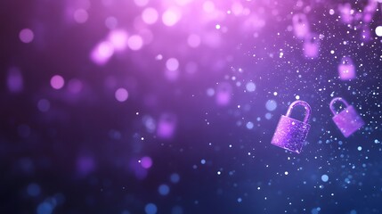 Aufkleber - A vivid illustration of interconnected glowing padlocks in a network design.