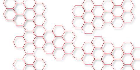 abstract geometric red texture background red hexagon 3D background texture. 3d rendering illustration. Clear pattern abstract background hexagon .Futuristic abstract banner.