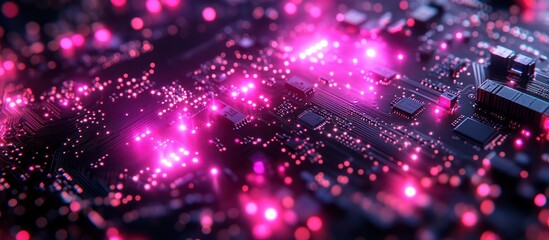 Wall Mural - glowing circuit board.