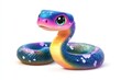 © kucret - Cute rainbow snake cartoon, white background, children's book illustration