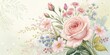 © Theerawat - A Delicate Watercolor Painting of a Pink Rose and Assorted Flowers Arranged in a Charming Bouquet