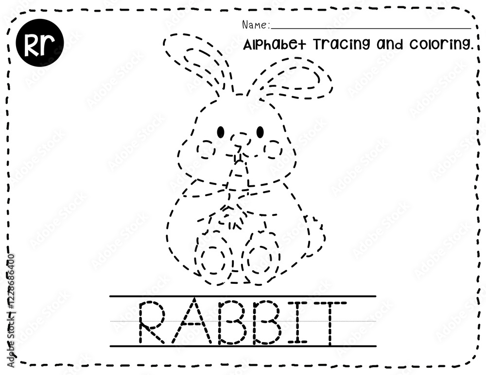 Animal Alphabet R Rabbot Coloring Pages Rabbit alphabet R letter tracing, Animal trace and coloring pages for ...