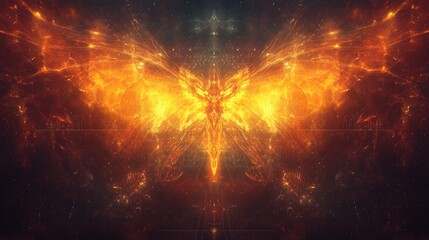 Wall Mural - Fiery Celestial Phoenix Wings Cosmic Art