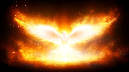 Wall Mural - Fiery Dove Celestial Wings Spiritual Light