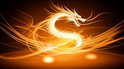 Wall Mural - Fiery Dragon Abstract Art Light and Energy Serpentine Form