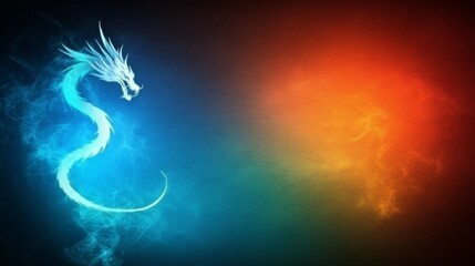 Wall Mural - Fiery Dragon Fantasy Art Blue Serpentine Creature in Ember Background