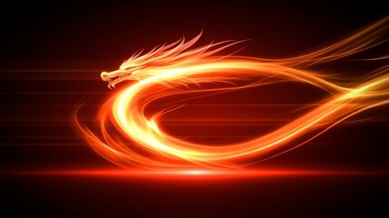 Wall Mural - Fiery Dragon Swirling in a Red and Orange Blaze