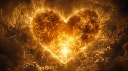 Wall Mural - Fiery Heart Blazing in Cosmic Cloudscape