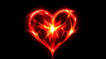 Wall Mural - Fiery Heart Glowing Energy Abstract Art