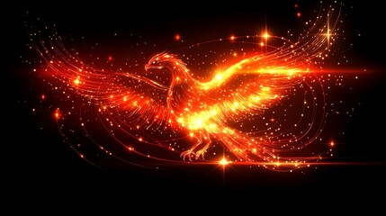 Wall Mural - Fiery Phoenix Rising  Light Trails and Sparkle