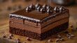 © setiadio - Rich Chocolate Cake Slice with Glossy Icing and Chocolate Chips
