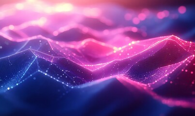 Abstract vibrant polygonal wave textures forming glowing arcs, Generative AI