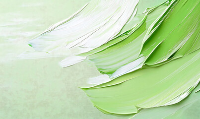 Wall Mural - abstraction of impasto painting green background. generative ai
