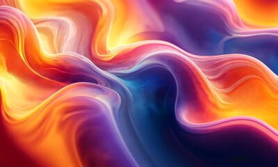 Wall Mural - Vibrant Abstract Waves of Colorful Fluid Patterns Creating a Dreamlike Atmosphere