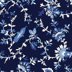 Wall Mural - seamless pasiey pattern on navy background 