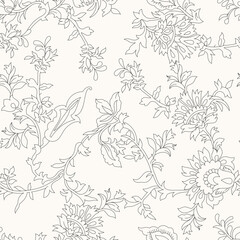 Wall Mural - seamless paisley outline pattern on white  background