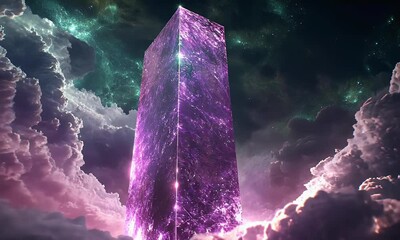 Poster - Cosmic obelisk floats amidst nebula clouds