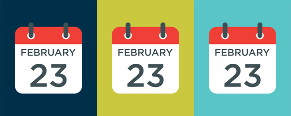 Wall Mural - calendar - February 23 icon illustration isolated vector sign symbol