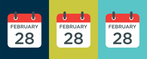 Wall Mural - calendar - February 28 icon illustration isolated vector sign symbol