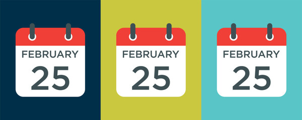 Wall Mural - calendar - February 25 icon illustration isolated vector sign symbol