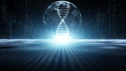 Wall Mural - Seamless loop digital science and technology sphere with dna chain rotation animation.