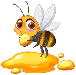 Wall Mural - Cute Bee with Honey Illustration