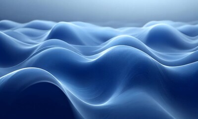 Poster - Abstract blue waves flowing, digital landscape, background design