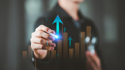 Aufkleber - concept of finance and investment ,profit growth management ,financial graphical and statistical analysis ,Stock and currency fund management ,bank interest management ,high return investment