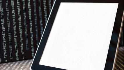 Technology computer cyberspace internet digital data network programming communication coding concept - Abstract green digital binary code matrix texture background, technology, computer