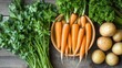 © SETSU 21 - Top view of a bowl of vegetable soup with fresh ingredients like carrots, potatoes, and parsley, arranged neatly