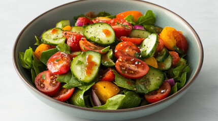 Canvas Print - Fresh salad bowl with crisp greens and colorful vegetables, perfect for healthy meal